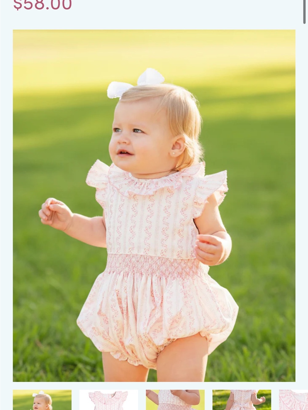 Smockingbird Pink Vine Smocked Bubble